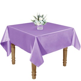 RUDONG M 1 Pack 60 x 60 Inch Square Tablecloth, Light Purple Satin Tablecloth, Silky Satin Square Table Cloth, Bright Smooth Satin Table Cover for Wedding, Banquet, Party Dinning Decoration