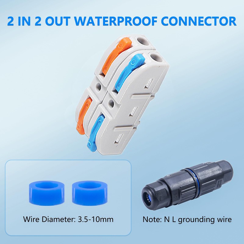 MELIFE 5PCS IP68 Waterproof Junction Box, Outdoor 2 Way Electrical