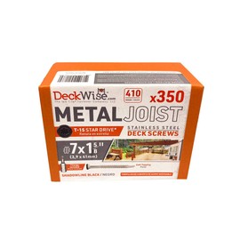 DeckWise #7x1-5/8 Self-Tapping Screws for Metal Joists, Black-Head 410 Stainless Steel T15 Deck Screws Cover 100 Sq. Ft. of Decking (350 Pack)