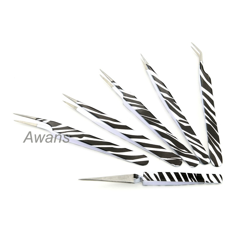 Eyelash Tweezers 6 Pieces Set Eyelash Extension Tools Kit,Stainless Steel