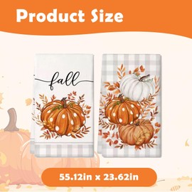 Sgehenr 2Pcs Autumn Decorations Tea Towel,40 * 60CM Fall Decor Eukalyptus Leaves Pumpkins Autumn Decor Kitchen Towels Dish Towel Multi-Purpose Fall Decoration Hand Towels for Kitchen Bar