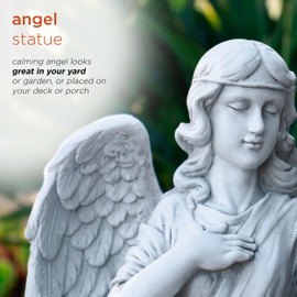 Alpine Corporation 31" Tall Indoor/Outdoor Angel Statue Yard Art Decoration, Light Gray