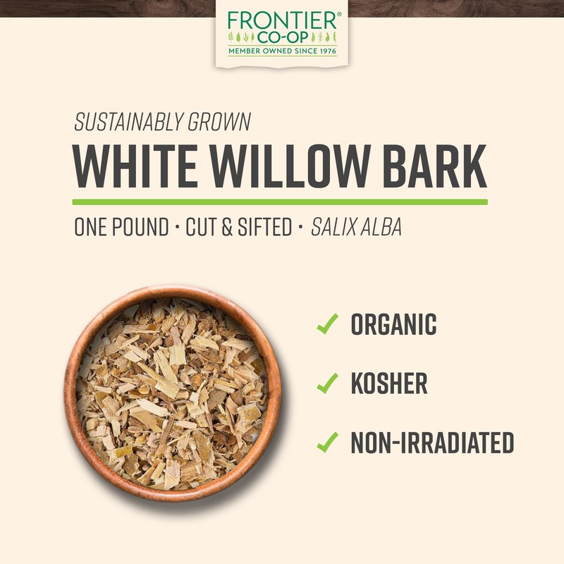 Frontier Co-op Organic Cut and Sifted White Willow Bark 1lb
