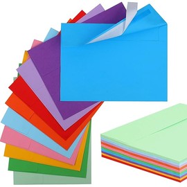 50 Pack Colored A7 Envelopes, 5x7 Self-Seal for Invitations, Weddings, Photos, Postcards, Greeting Cards, Mailing - Printable