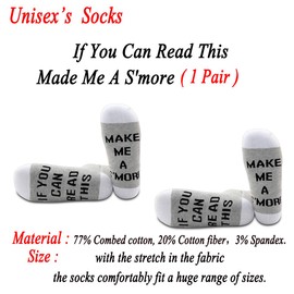 JXGZSO S'more Gift S'more Lover Gift You Can Read This Made Me A S'more Socks S'more Tester Camping Gift (Made Me A Smore 1 Pair)