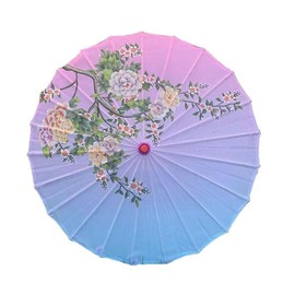 33"Rainproof Windproof Handmade Chinese Oiled Paper Umbrella Parasol Classical Painting Dancing Props Retractable Plum Blossom Umbrella with Elegant Handle And Tassels