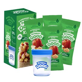 Proper Good Apple Cinnamon Overnight Oats kit - Delicious Healthy Breakfast with 15g Protein per Serving - Easy Meals, Natural Ingredients - Perfect for Quick and Satisfying Mornings