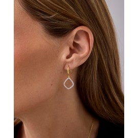 PAVOI Rhodium Plated Teardrop Diamond Shaped Dangle Earrings for Women with Cubic Zirconia | Geometric Earring Pair