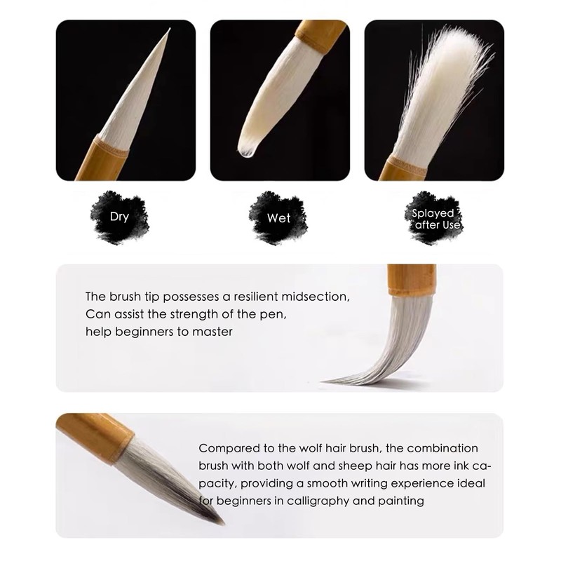 SEAMEW 10-Piece Chinese Calligraphy Brush Set - Premium Writing Brushes