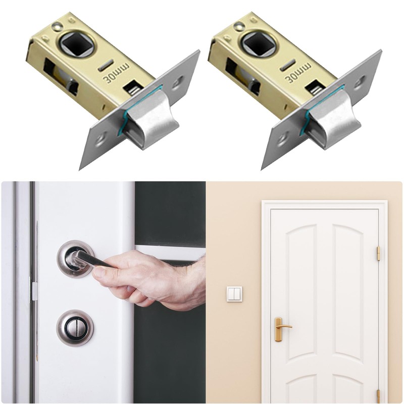 MACHSWON 2 Pcs 30mm Flat Tubular Mortice Latch Stainless Steel