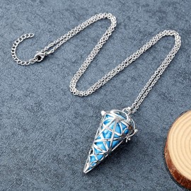 MANIFO Mothers Day Gifts Synthetic Blue Turquoise Crystal Locket Pendant Necklace Healing Gemstone Point Necklaces Jewelry