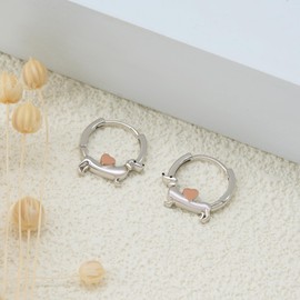Dachshund Hoop Earrings 925 Sterling Silver Dog Earrings Cute Animal Puppy Dog Jewelry for Women Dachshund Gifts for Women
