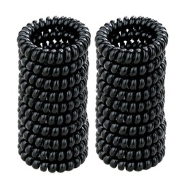 Leenchiry 20 Pieces Coil Hair Ties Traceless Spiral Hair Ties No Crease Phone Cord Hair Ties Waterproof Ponytail Holder 2.15inch No Damage Elastic Hair Bands Hair Accessories for Women Girls (Black)