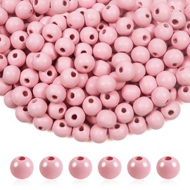 TOAOB 6 mm 300 Pieces Wooden Beads Round Natural Light Pink Wooden Beads Crafts for DIY Handmade Decorations Jewellery Crafts Making