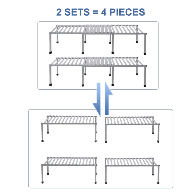 STORAGE MANIAC Set of 4 Expandable Kitchen Rack Wire Shelf