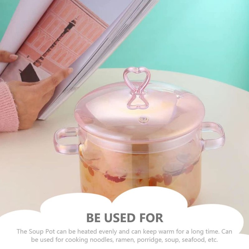 Vaguelly Glass Pot, Clear Glass Cooking Pot Saucepan with Lid,