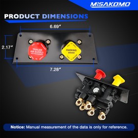 Misakomo 801631 MV-3 Dash Air Brake Control Valve - 5013293 MV3 Trailer Parking Brake Valve - Compatible with Bendix BX801631 745-5013293, Freightliner BW5013293, and Volvo BW801631.