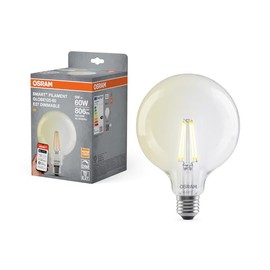 OSRAM SMART+ LED Globe E27 Filament Clear LED Lamp, 2700K Warm White, Dimmable, App and Voice Control, Compatible with Alexa and Google