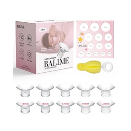 BALIME Flange Inserts 10PCS 13/15/17/19/21mm for 24mm Flange/Shields of All Breast Pump, 3 in 1 Flange Sizing Kit with Nipple Measurement Card & Cleaning Brush, Compatible with Momcozy Medela Spectra