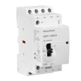 Heschen Modular Household AC Contactor, HSR1-16M/04, 16A, 4 Pole, 4NC, Four Normally Close, 220VAC Coil, 35mm DIN Rail Mounting, with Manual Control Switch