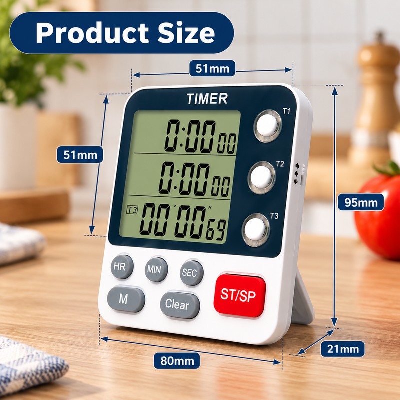 3-Channel Digital Timer for Time Management – Multi-Function Count Up