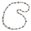 Avalaya Statement Long Grey/Off White Shell Nugget and Transparent Glass