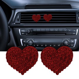 Car Diffuser, Car Air Fresheners Vent Clips, Rhinestone Heart Shaped Crystal Car Air Freshener Vent Clips, Bling Air Vent Clips Bling Inter Decor Accessories Fit for Cars, Trucks (Red)