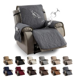 100% Waterproof Recliner Chair Cover, Recliner Chair Covers for Reclining Chair, Non-Slip Fabric Recliner Couch Cover for Living Room, for Pets Kids Protector, Washable (Dark Gray, 28"Recliner Chair)