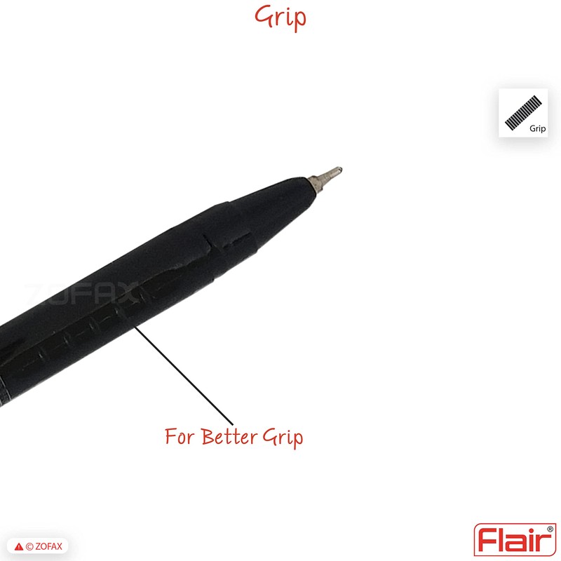 FLAIR Marathon 5 x 0.7mm BLACK Ballpoint Pens Smooth Longer