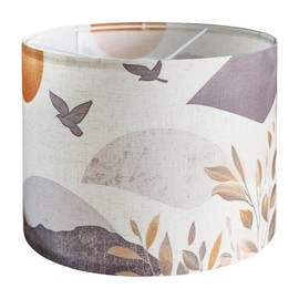 deeinglif Fabric Drum Lampshades for Table, Floor Lamps, 13’’ Top x 13’’ Bottom x 10’’ High (Spider), Medium Size, Small Size Replacement, Vintage Bird Lampshades, Western, Boho Wabi-Sabi Style