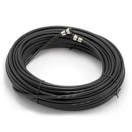 75' Feet, Black RG6 Coaxial Cable with Rubber booted - Weather Proof - Outdoor Rated Connectors, F81 / RF, Digital Coax for CATV, Antenna, Internet, & Satellite