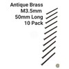 Antique Brass Flat Slotted Countersunk Head Screws, M3.5 x 50mm.