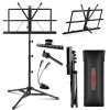 5 Core Adjustable Metal Music Stand 4 Section Foldable Portable