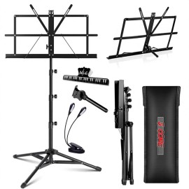 5 Core Adjustable Metal Music Stand 4 Section Foldable Portable Sheet Holder for Musical InstrumentsSKU: MUS FLD 4S PNK WLGT