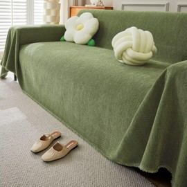 VClife Dark Green Couch Cover Chenille Sectional Sofa Cover for Dog Pet-Friendly Sofa Slipcover Washable Couch Cover for 3 Cushion Couch Sofa Pet-Friendly L Shape Sofa Couch Cover Cover 91"x134"