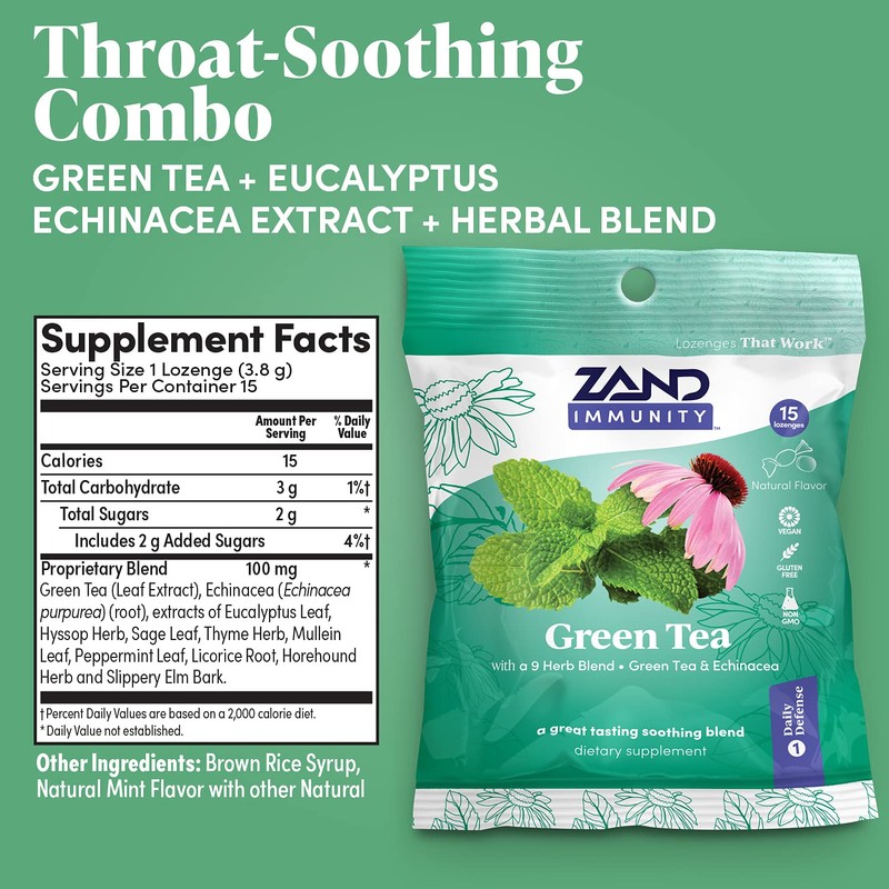 Zand Immunity Menthol HerbaLozenge Cough Drops | Peppermint, Eucalyptus, Herb