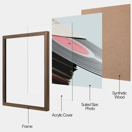 eletecpro 12.5x12.5 Vinyl Record Frame, Rustic Brown Album Picture Frame Fits 12x12 LP and Cover, Sturdy Lightweight Wall Art Display for Home and Music Studio Gallery Decor, Easy Wall Mount, 4 Pack