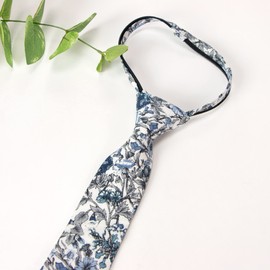 Spring Notion Boys' Cotton Floral Print Zipper Neckties in Colors Matching David's Bridals, 54-Steel Blue Medium