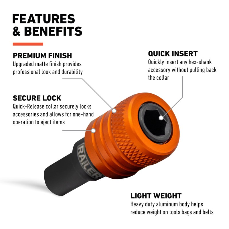 Railer Bit Holder Keychain 5pc - 1/4 inch Hex Shank