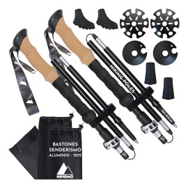 Bastones Senderismo Ajustables Aluminio Plegables 2 Pzas. Color Par Mango Corcho Sin Antishock