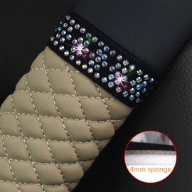 AICEL 2 Pcs Auto Seat Belt Cover, Sparkling Rhinestone Shoulder Strap for a More Comfortable Driving, Harness Pads Protect Your Neck, Accessories Compatible with All Cars and Backpack (Khaki)