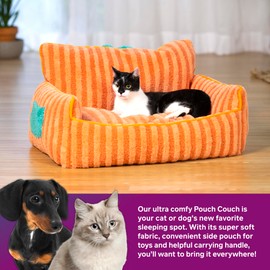 Prevue Pet Products Upholstered Pouch Couch Cat and Dog Pet Bed in Orange 602