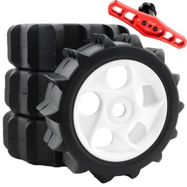 GDOOL 4 Pieces 1/8 Scale RC Buggy Paddle Tires Hex 17mm Wheels & 17MM Hex Nuts Sleeve Wrench Metal Tools for Traxxas Arrma Typhon 3S 6S Losi HPI Redcat Snow Sand Desert Off Road Car (White)