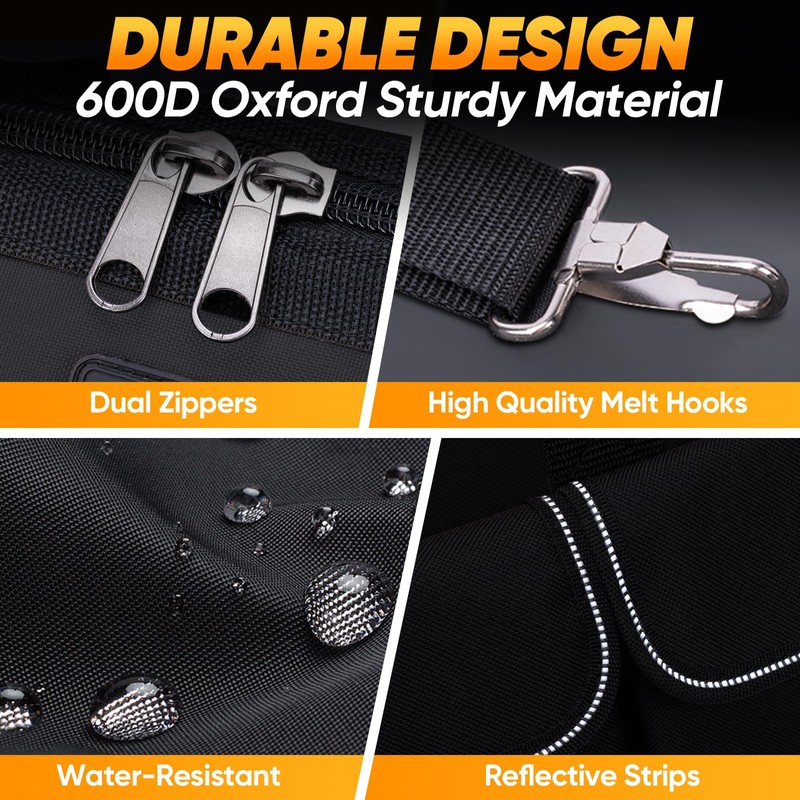 TICONN Heavy Duty Tool Bag with Multi-Pockets, Portable Tool Box