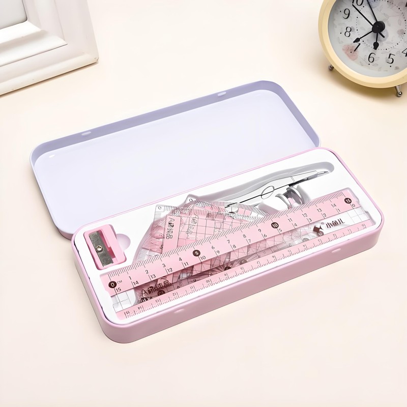 waremew 8 Pcs Compass/Math Set for Students with Shatterproof Storage