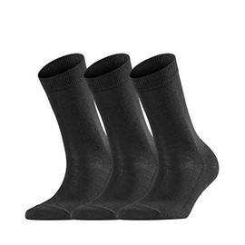 FALKE Women Family 3-Pack socks, 3 pairs, UK size 2.5-5 (EU 35-38), Black, cotton mix - Skin friendly cotton, comfort waistband, hard wearing, ideal for casual looks