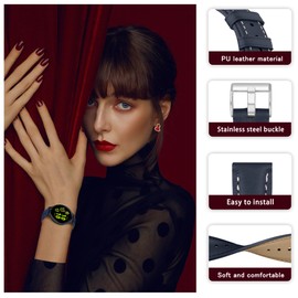 KoGiio Vintage Leather Strap 20 mm for Garmin Vivoactive 5/Vivomove Trend/Sport/Venu Sq 2 Music/Sq 2/2 Plus, Men Women Replacement Soft Watch Straps for Garmin Forerunner 245/645/245 Music - Blue