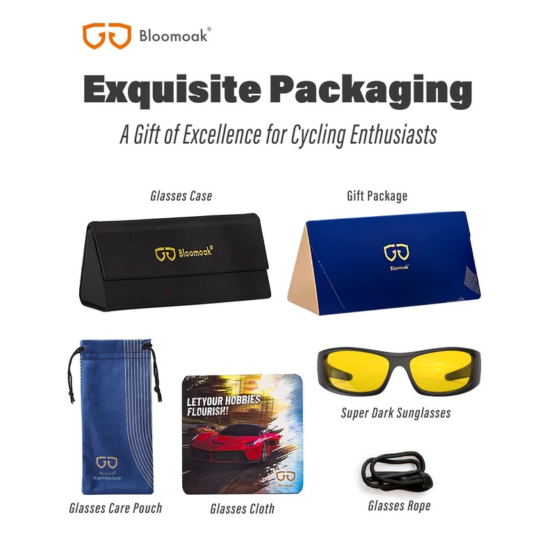 Bloomoak Night Driving Glasses, Wrap Around for Side Shields Provide