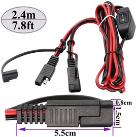 AAOTOKK SAE Extension Cable 16 AWG Wire Harness 12V-24V DC SAE to SAE Cable with Switch Quick Connect/Disconnect Snap Action Cable for Motorcycle Cars,Camp Trailer Solar Panels(2.4m/7.8ft-Switch)