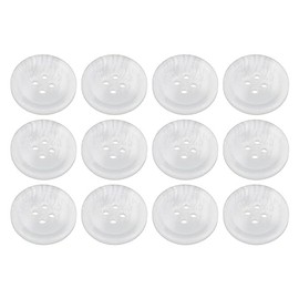 Pack of 12 White 20mm Round Faux Horn Sew On Plastic Buttons for Coats Jackets Cardigans Flat 4 Holes 32L